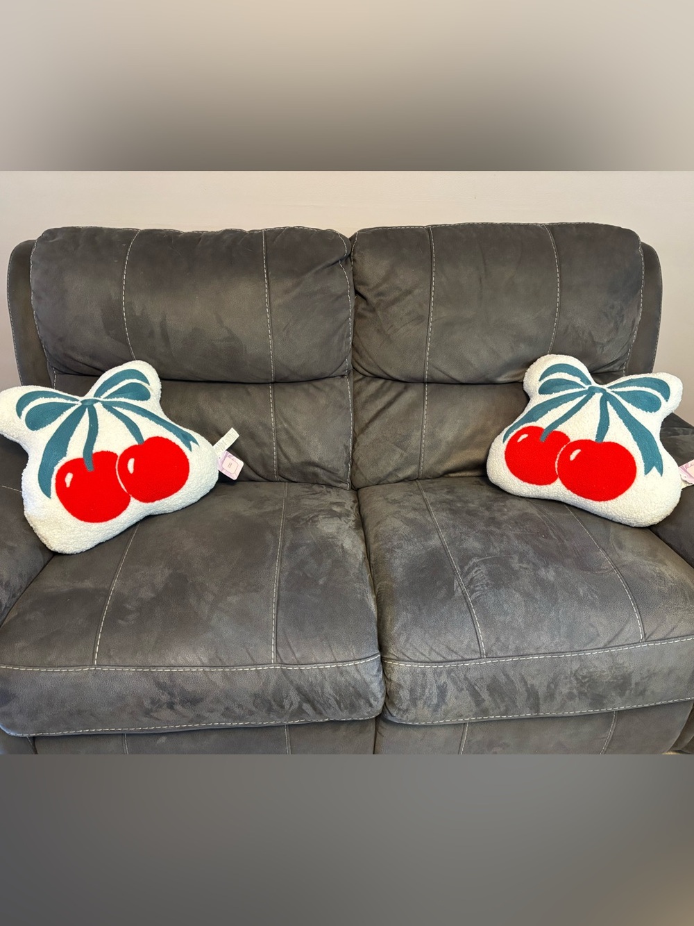 🍒 Set of 2 Cherry Sherpa Cushions Pillows 🍒